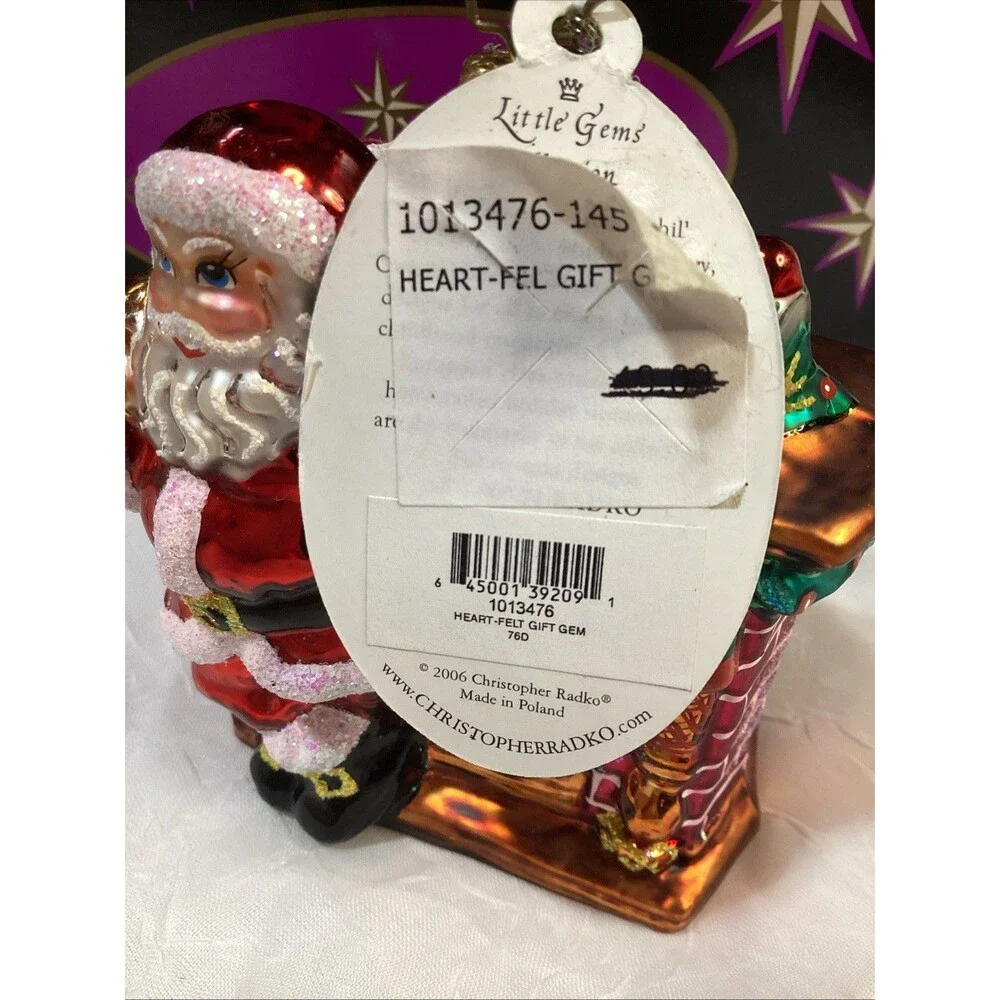 Christopher Radko Glass Christmas Ornament Heartfelt Gift Gem 2008 Poland NIB